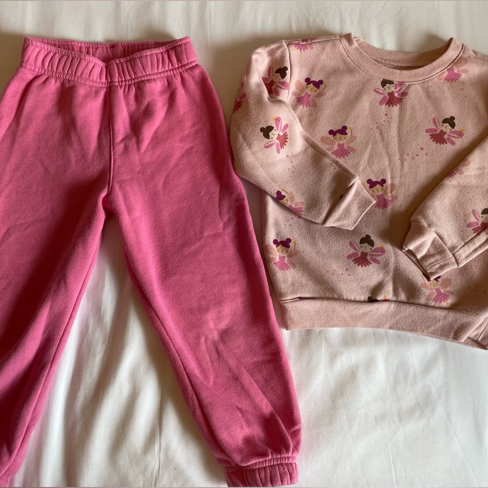 Pink Kid Floral Sweatshirt and Sweatpants